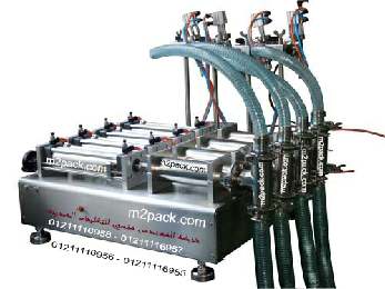 ماكينة تعبئة سوائل نصف اوتوماتيك موديل ام تو باك 403 رباعية -اربعة نوزل ماركة المهندس منــسي